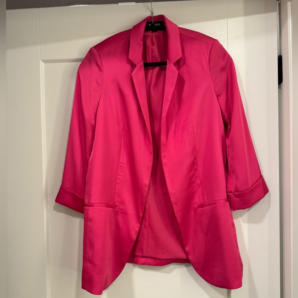 Hot pink satin Express blazer - size Small